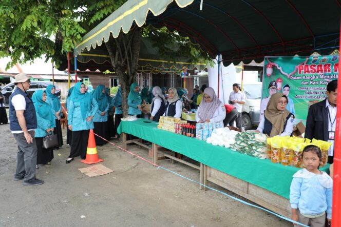 
 Ketua TP PKK HSS Meninjau Pasar Murah di Desa Kalumpang