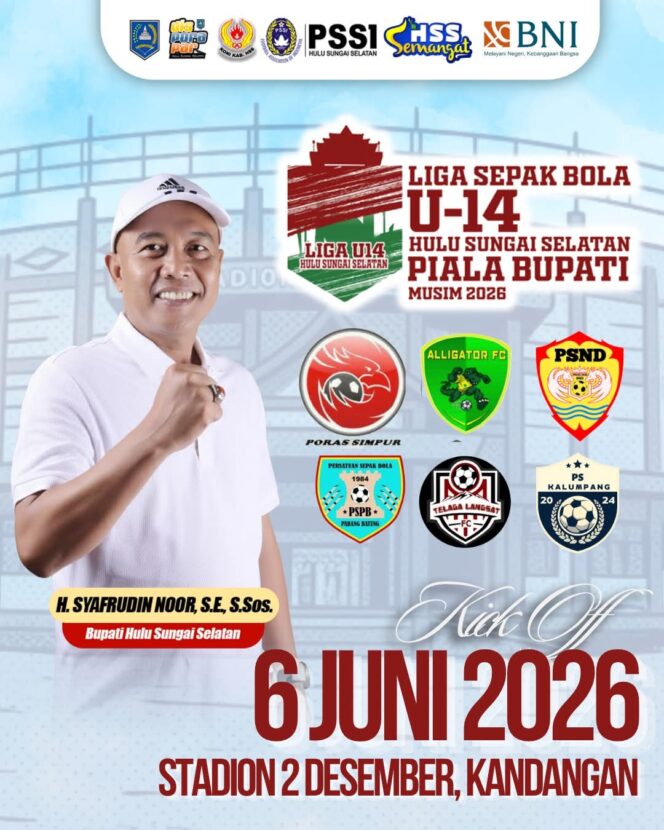 
 Liga Sepak Bola U14 Piala Bupati HSS 2026 ‘Kick Off’ Sabtu Besok