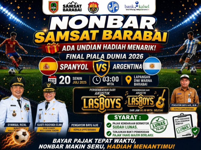 
 Samsat Barabai-Pemda HST Nobar Final Piala Dunia, Dorong Warga Lunasi Pajak