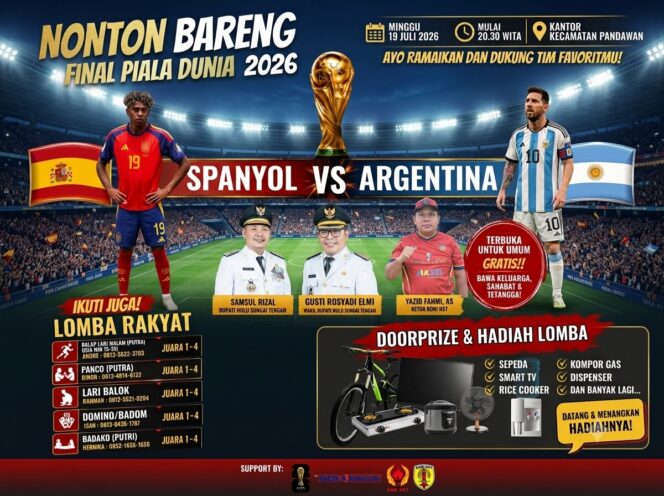 
 Kantor Kecamatan Pandawan Gelar Nobar Final Piala Dunia 2026. 